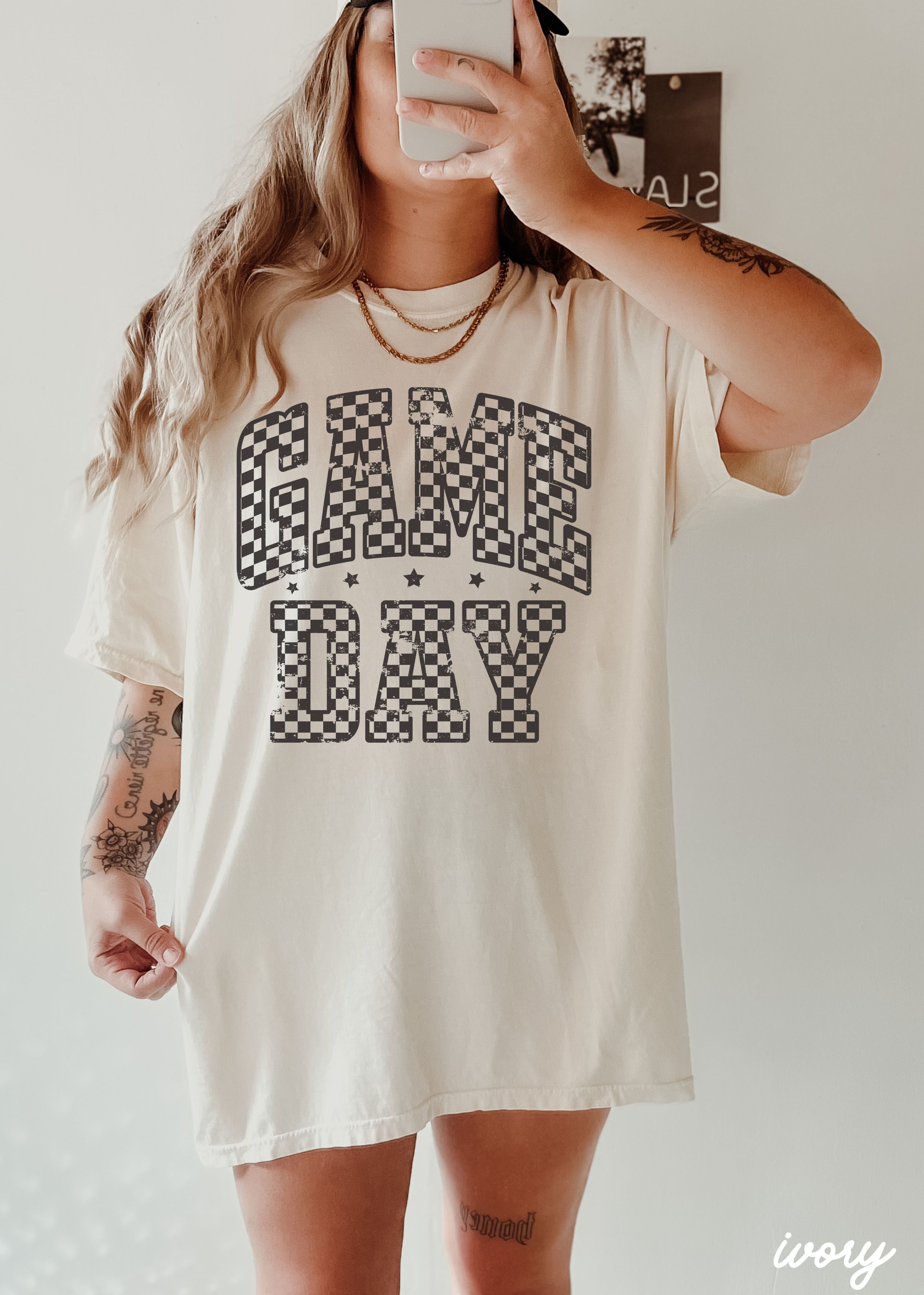 Game Day Checkered Tee *12 Colors (S-3X)