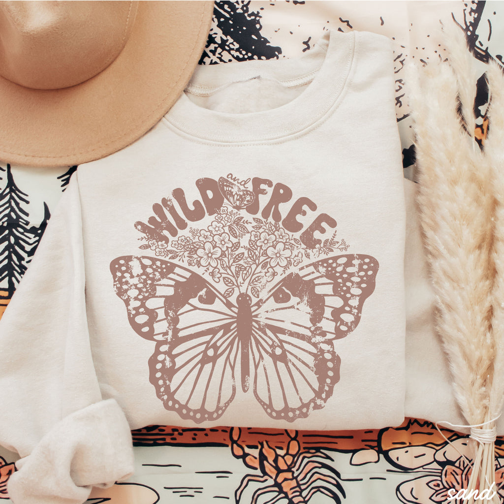 Wild & Free Butterfly Sweatshirt *5 Colors (S-3X)