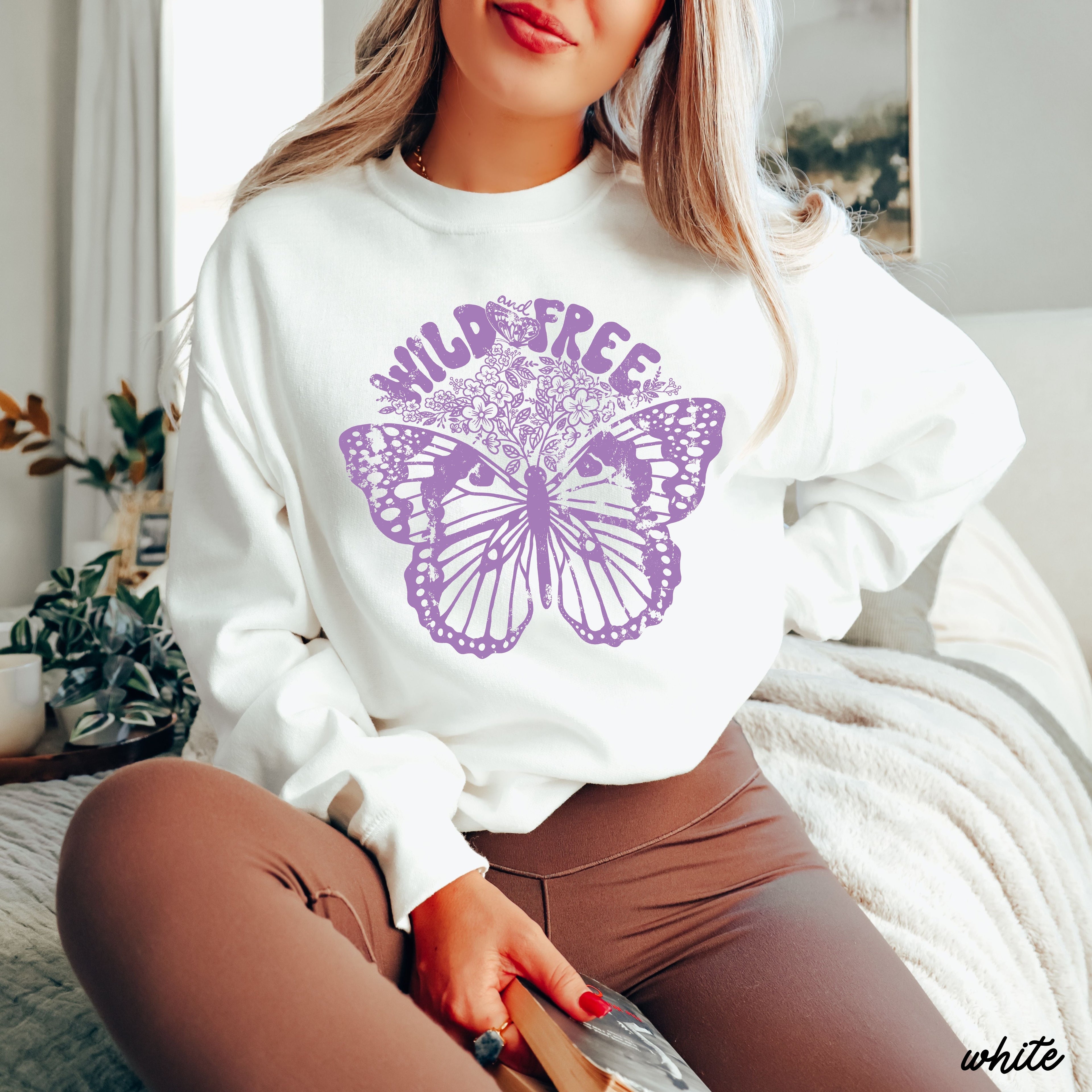 Wild & Free Butterfly Sweatshirt *5 Colors (S-3X)