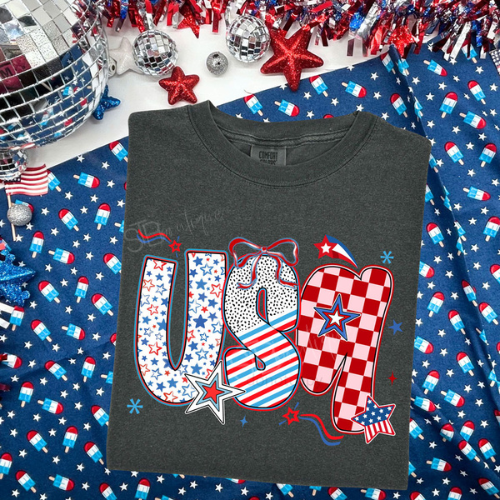 Stars Stripes Checks USA Tee - Preorder